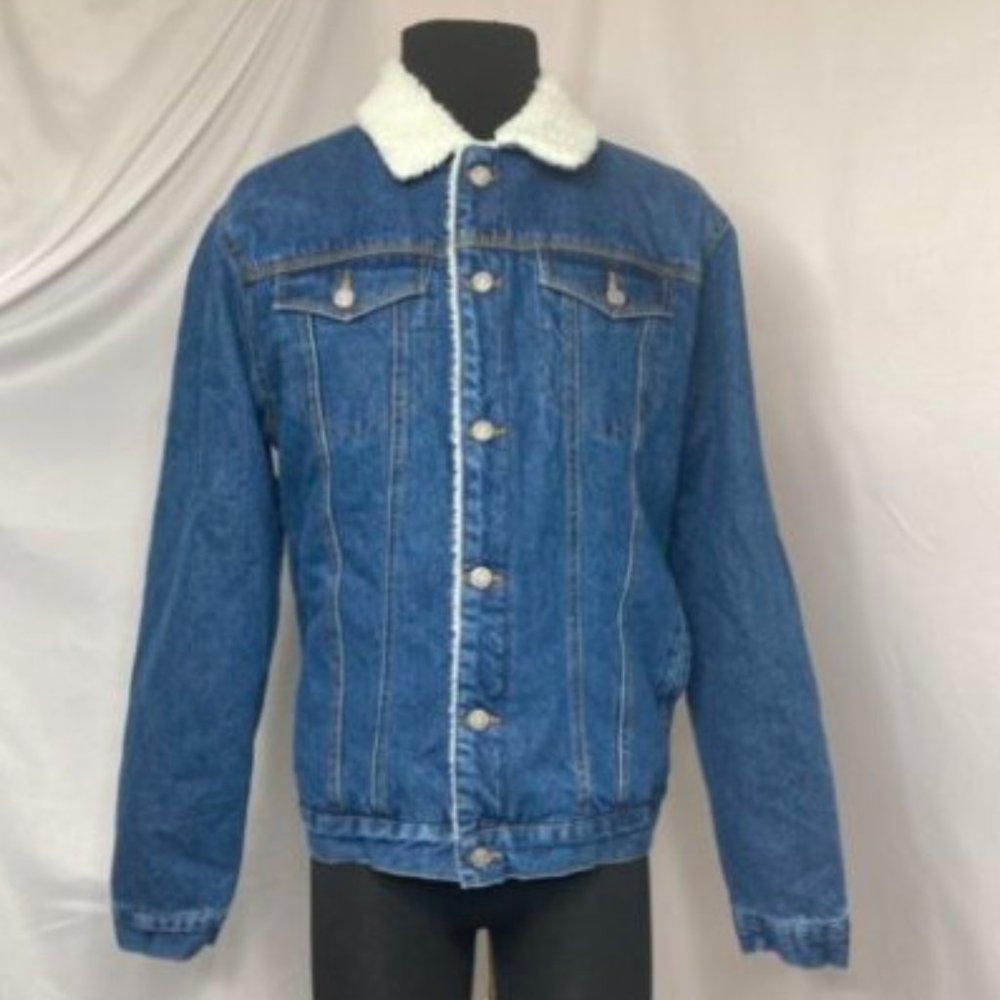 Soul Star Men's Denim Sherpa Lined Jacket
